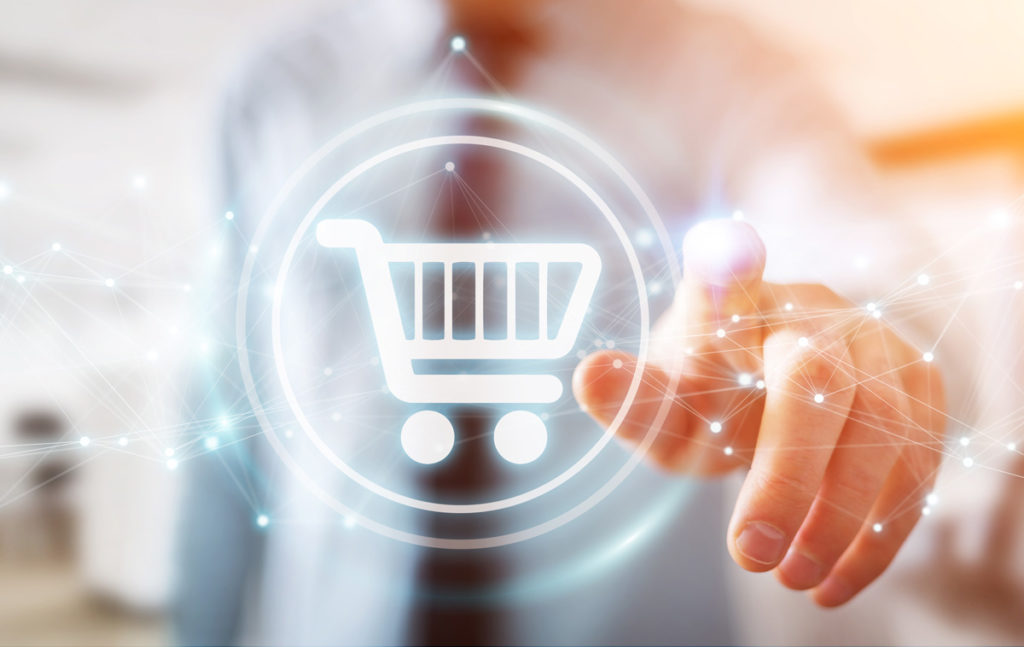 Businessman on blurred background using digital 